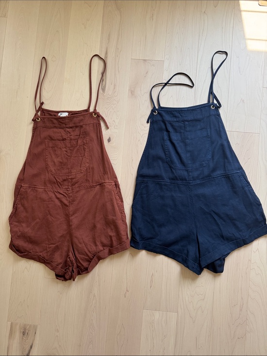 Billabong Pants - Billabong Rust-Brown & Navy Adjustable Strap Romper